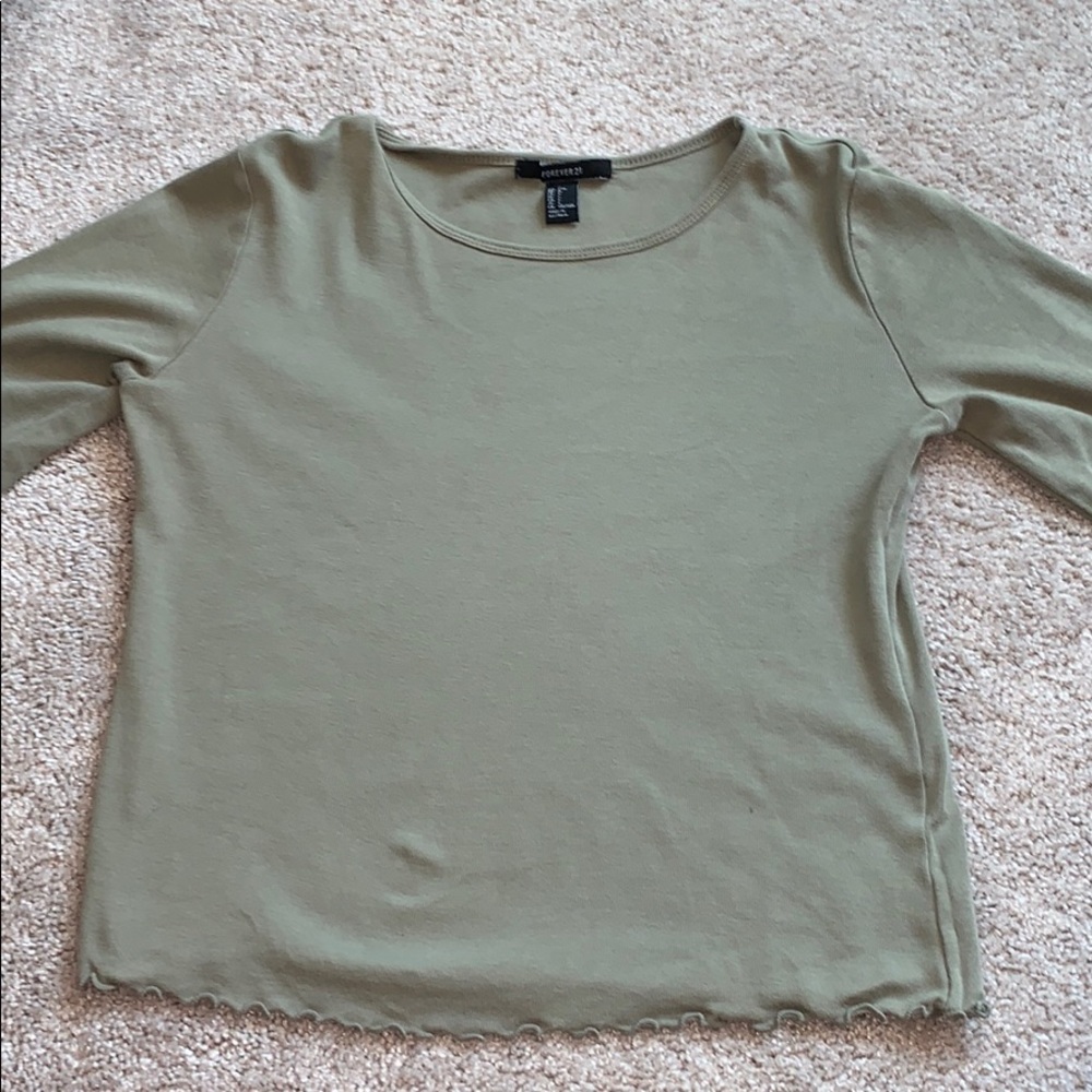 green ruffled forever21 long sleeve.